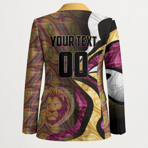 Personalised Brisbane Lions Blazer Trippy Psychedelic Abstract Art Mascot Football Fans