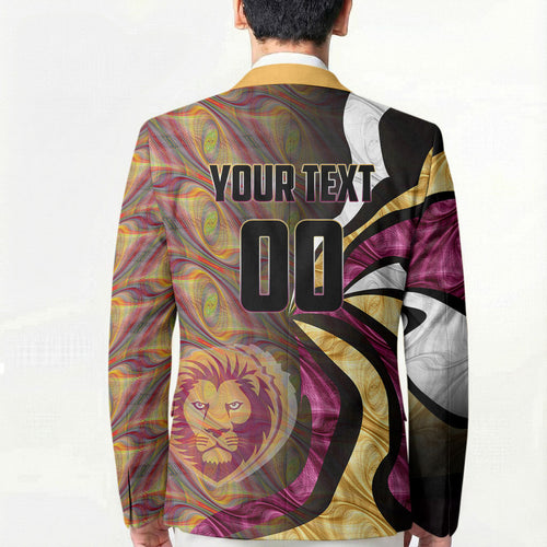 Personalised Brisbane Lions Blazer Trippy Psychedelic Abstract Art Mascot Football Fans