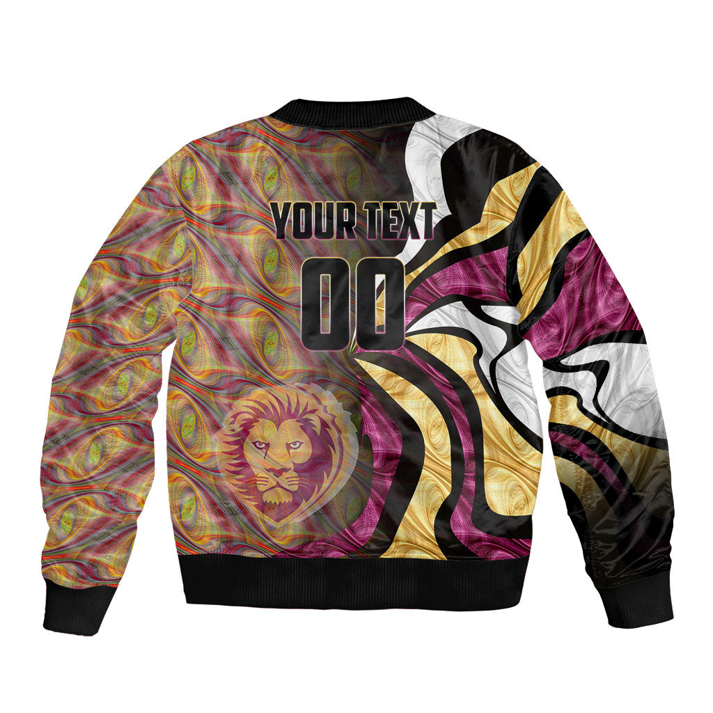 Personalised Brisbane Lions Bomber Jacket Trippy Psychedelic Abstract Art Mascot Football Fans