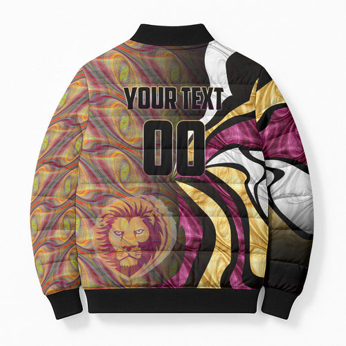 Personalised Brisbane Lions Bomber Puffer Jacket Trippy Psychedelic Abstract Art Mascot Football Fans