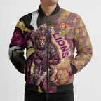 Personalised Brisbane Lions Bomber Puffer Jacket Trippy Psychedelic Abstract Art Mascot Football Fans
