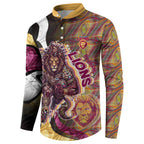 Personalised Brisbane Lions Button Sweatshirt Trippy Psychedelic Abstract Art Mascot Football Fans