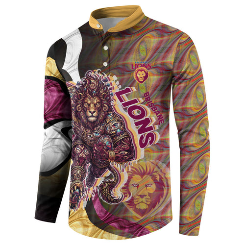 Personalised Brisbane Lions Button Sweatshirt Trippy Psychedelic Abstract Art Mascot Football Fans
