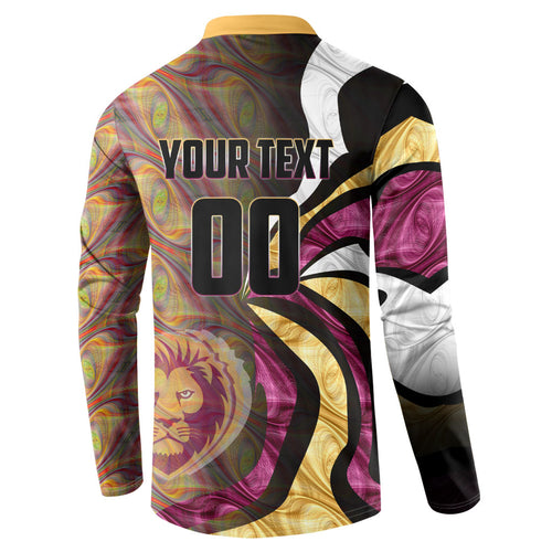 Personalised Brisbane Lions Button Sweatshirt Trippy Psychedelic Abstract Art Mascot Football Fans