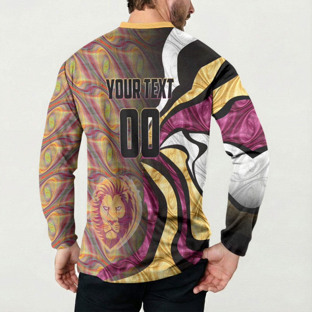 Personalised Brisbane Lions Button Sweatshirt Trippy Psychedelic Abstract Art Mascot Football Fans