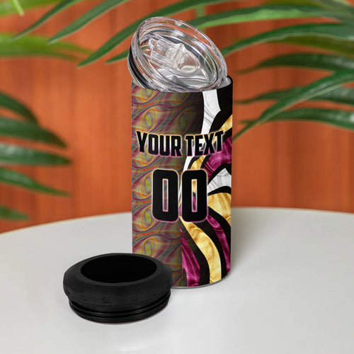 Personalised Brisbane Lions 4 in 1 Can Cooler Tumbler Trippy Psychedelic Abstract Art Mascot Football Fans