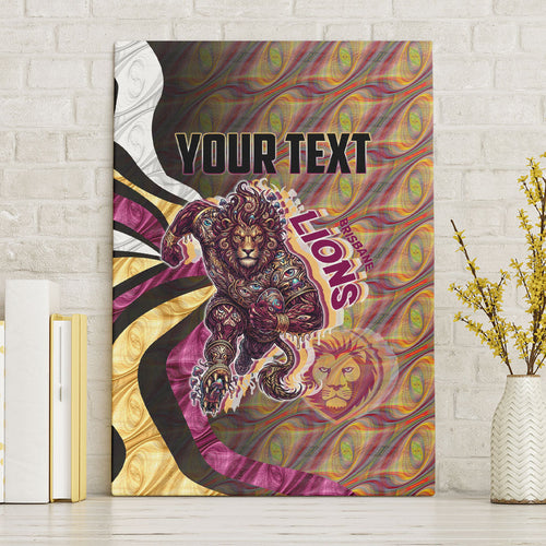 Personalised Brisbane Lions Canvas Wall Art Trippy Psychedelic Abstract Art Mascot Football Fans