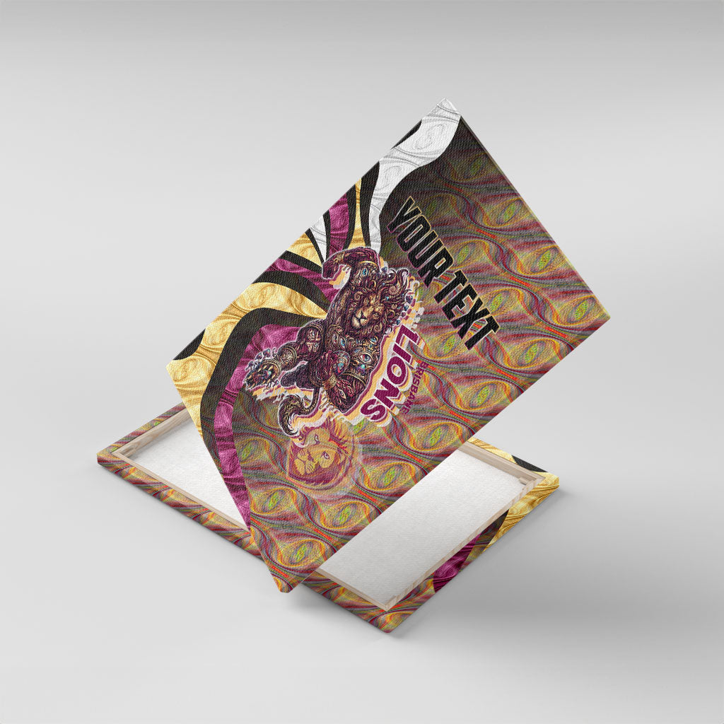 Personalised Brisbane Lions Canvas Wall Art Trippy Psychedelic Abstract Art Mascot Football Fans