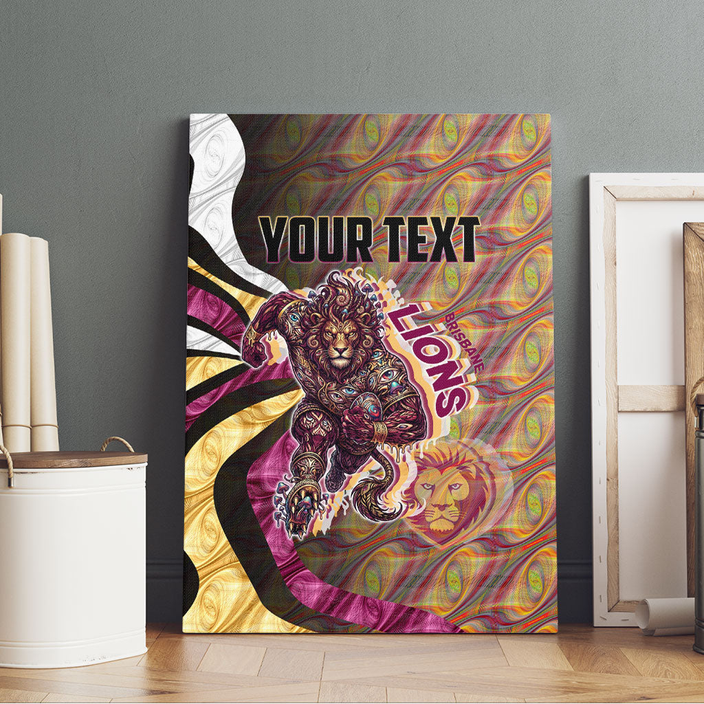 Personalised Brisbane Lions Canvas Wall Art Trippy Psychedelic Abstract Art Mascot Football Fans