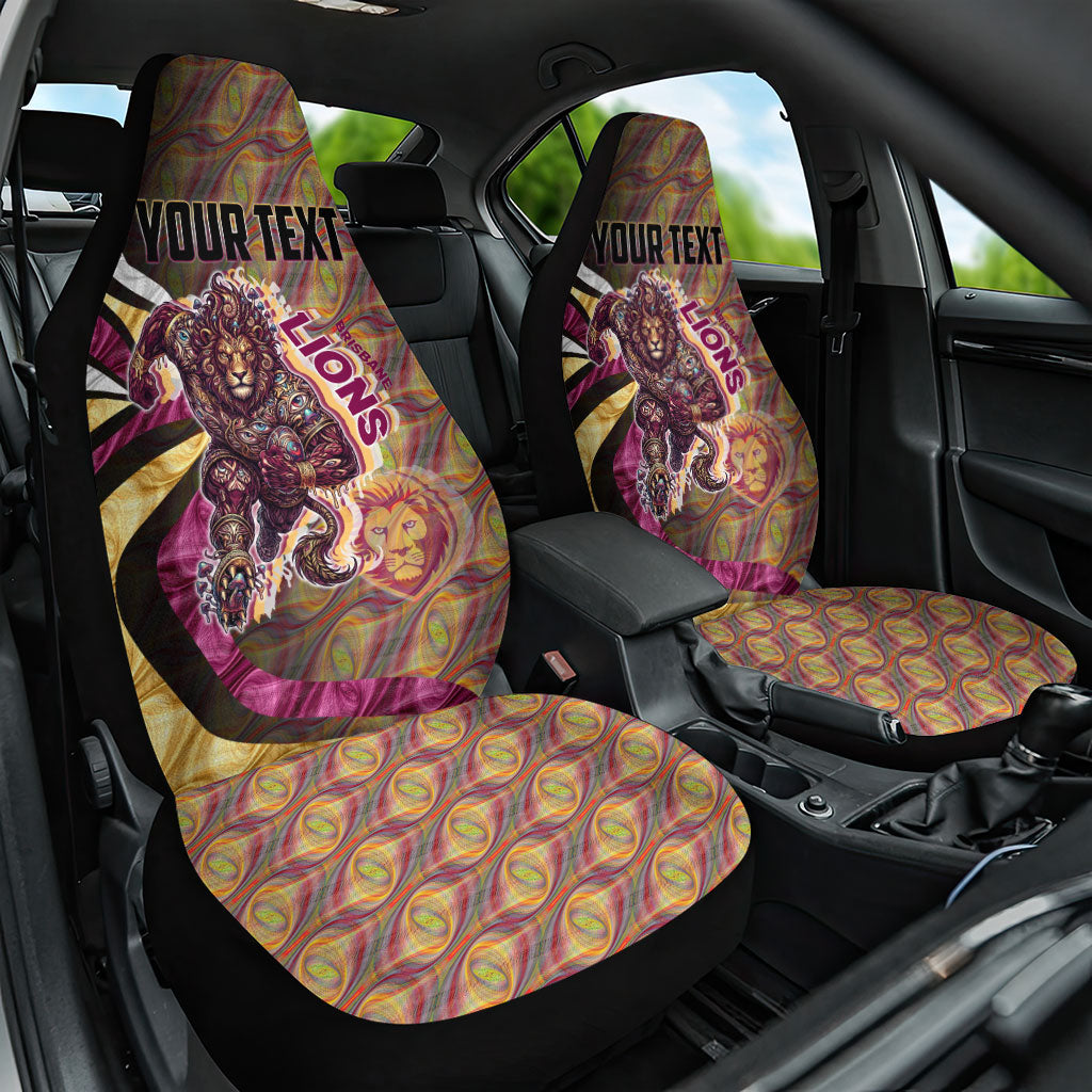 Personalised Brisbane Lions Car Seat Cover Trippy Psychedelic Abstract Art Mascot Football Fans