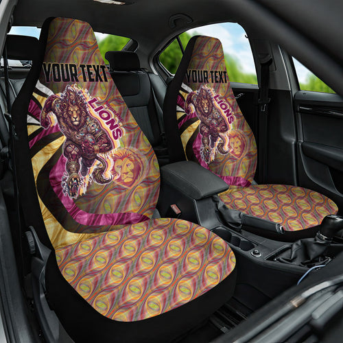 Personalised Brisbane Lions Car Seat Cover Trippy Psychedelic Abstract Art Mascot Football Fans