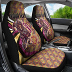Personalised Brisbane Lions Car Seat Cover Trippy Psychedelic Abstract Art Mascot Football Fans