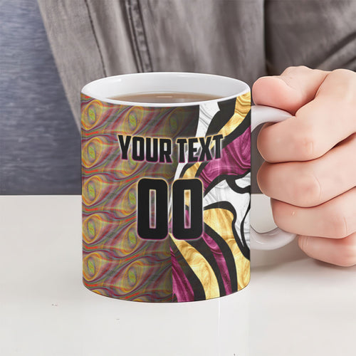 Personalised Brisbane Lions Ceramic Mug Trippy Psychedelic Abstract Art Mascot Football Fans