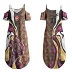 Personalised Brisbane Lions Couples Matching Summer Maxi Dress and Hawaiian Shirt Trippy Psychedelic Abstract Art Mascot Football Fans