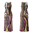 Personalised Brisbane Lions Couples Matching Tank Maxi Dress and Long Sleeve Button Shirt Trippy Psychedelic Abstract Art Mascot Football Fans