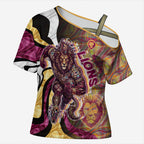 Personalised Brisbane Lions Cross Shoulder Shirt Trippy Psychedelic Abstract Art Mascot Football Fans