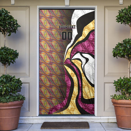 Personalised Brisbane Lions Door Cover Trippy Psychedelic Abstract Art Mascot Football Fans