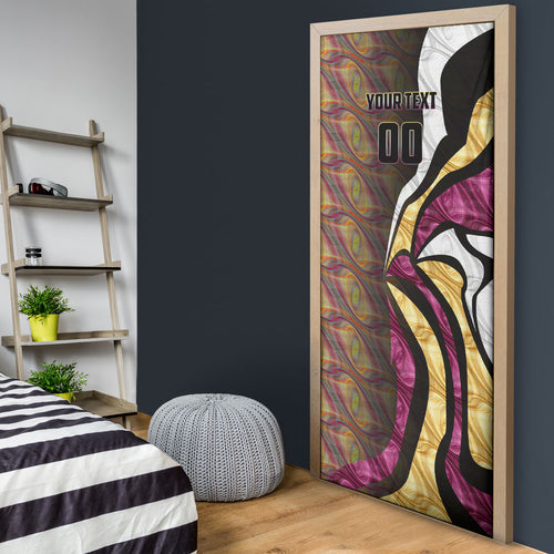 Personalised Brisbane Lions Door Cover Trippy Psychedelic Abstract Art Mascot Football Fans