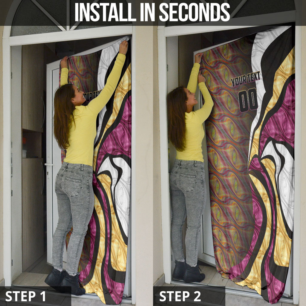 Personalised Brisbane Lions Door Cover Trippy Psychedelic Abstract Art Mascot Football Fans