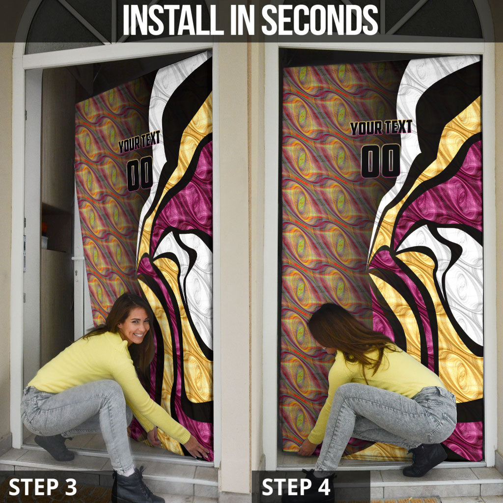 Personalised Brisbane Lions Door Cover Trippy Psychedelic Abstract Art Mascot Football Fans