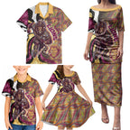 Personalised Brisbane Lions Family Matching Puletasi and Hawaiian Shirt Trippy Psychedelic Abstract Art Mascot Football Fans