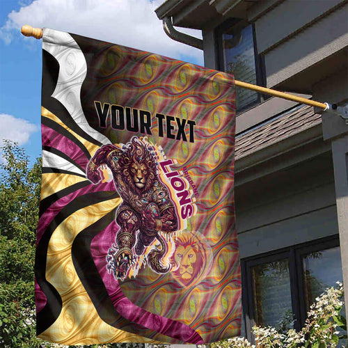 Personalised Brisbane Lions Garden Flag Trippy Psychedelic Abstract Art Mascot Football Fans