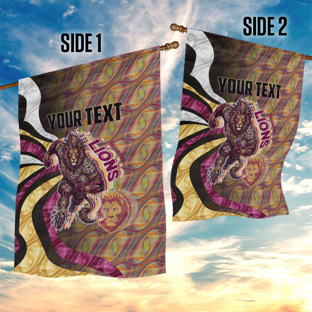 Personalised Brisbane Lions Garden Flag Trippy Psychedelic Abstract Art Mascot Football Fans