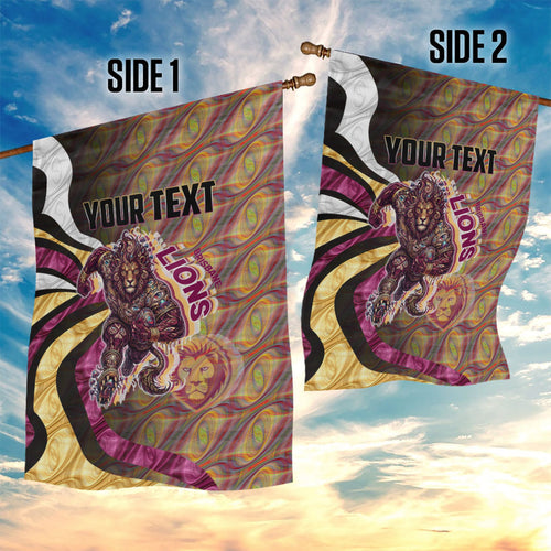 Personalised Brisbane Lions Garden Flag Trippy Psychedelic Abstract Art Mascot Football Fans