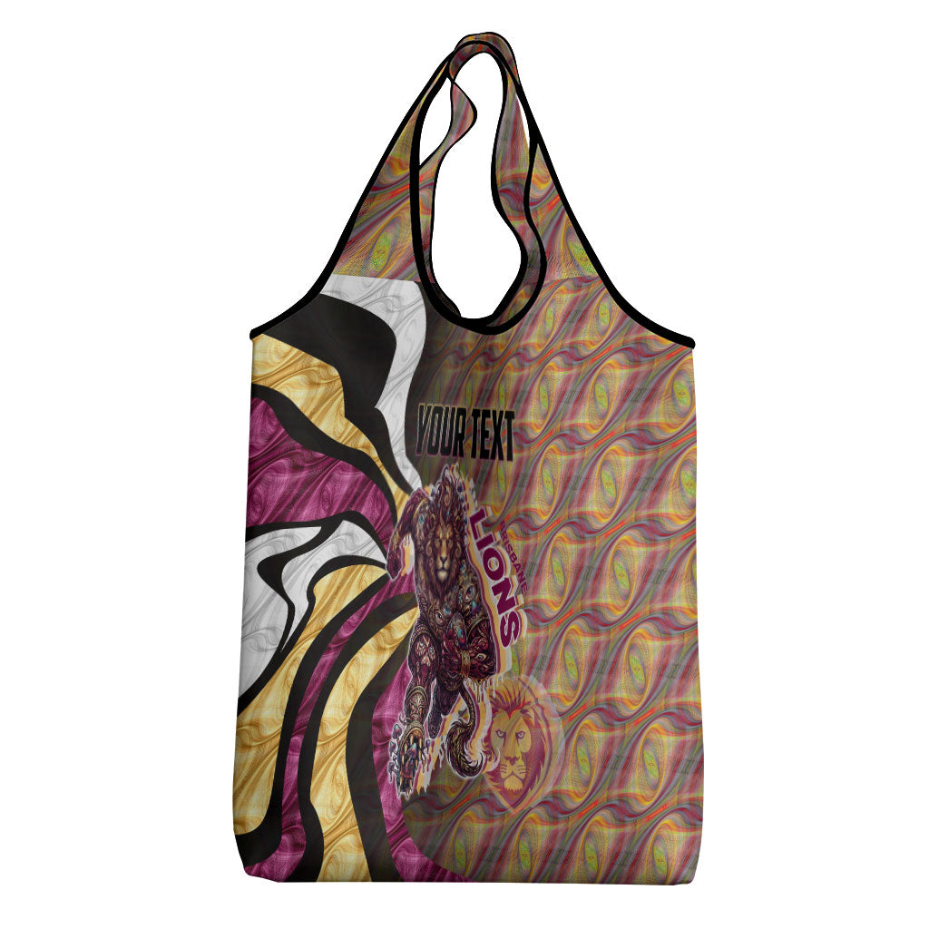 Personalised Brisbane Lions Grocery Bag Trippy Psychedelic Abstract Art Mascot Football Fans