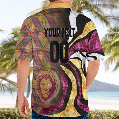 Personalised Brisbane Lions Hawaiian Shirt Trippy Psychedelic Abstract Art Mascot Football Fans