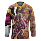 Personalised Brisbane Lions Hockey Jersey Trippy Psychedelic Abstract Art Mascot Football Fans