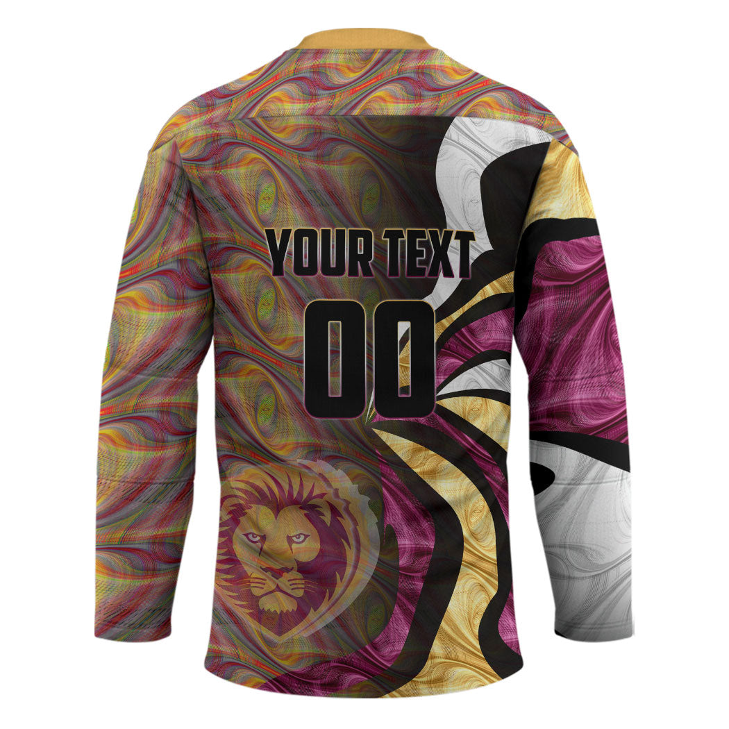 Personalised Brisbane Lions Hockey Jersey Trippy Psychedelic Abstract Art Mascot Football Fans