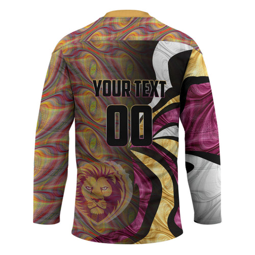 Personalised Brisbane Lions Hockey Jersey Trippy Psychedelic Abstract Art Mascot Football Fans