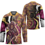 Personalised Brisbane Lions Hockey Jersey Trippy Psychedelic Abstract Art Mascot Football Fans