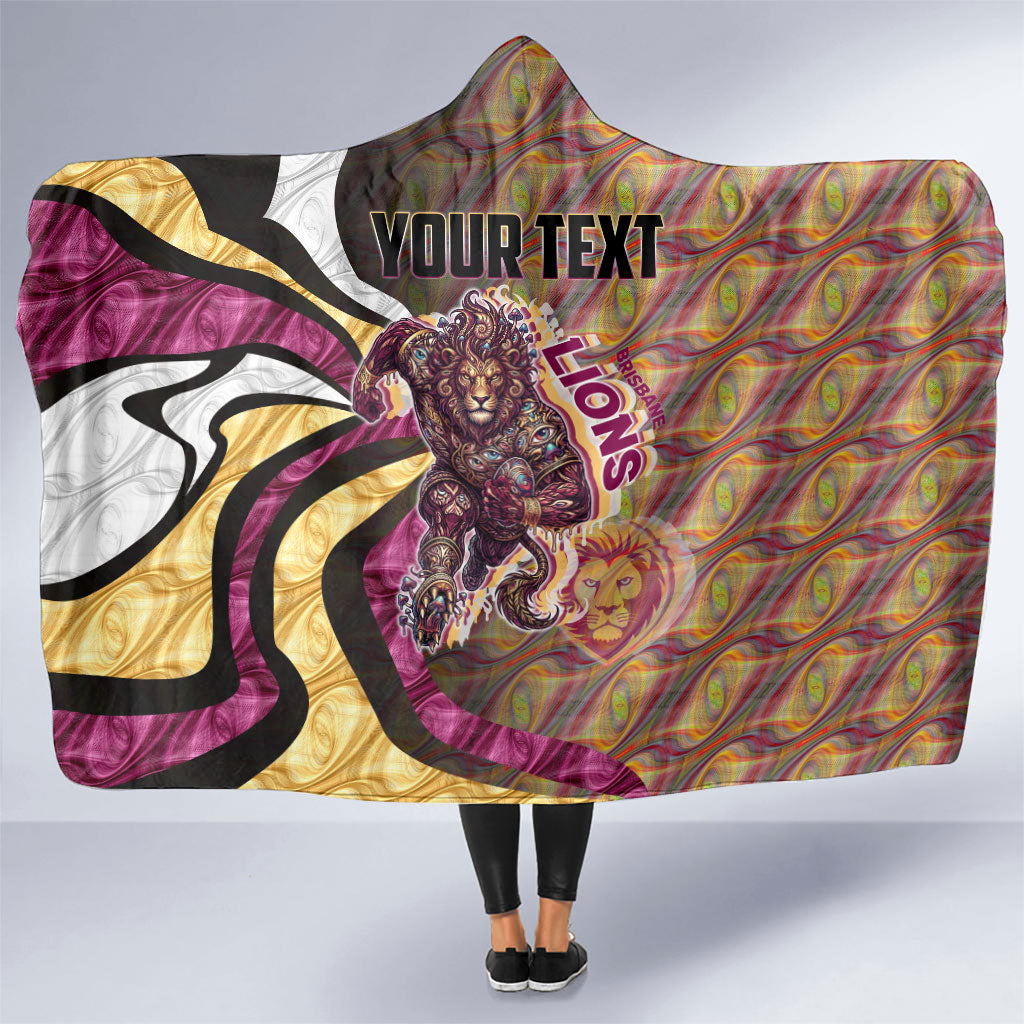 Personalised Brisbane Lions Hooded Blanket Trippy Psychedelic Abstract Art Mascot Football Fans