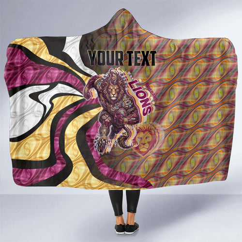 Personalised Brisbane Lions Hooded Blanket Trippy Psychedelic Abstract Art Mascot Football Fans