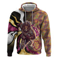Personalised Brisbane Lions Hoodie Trippy Psychedelic Abstract Art Mascot Football Fans