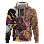 Personalised Brisbane Lions Hoodie Trippy Psychedelic Abstract Art Mascot Football Fans
