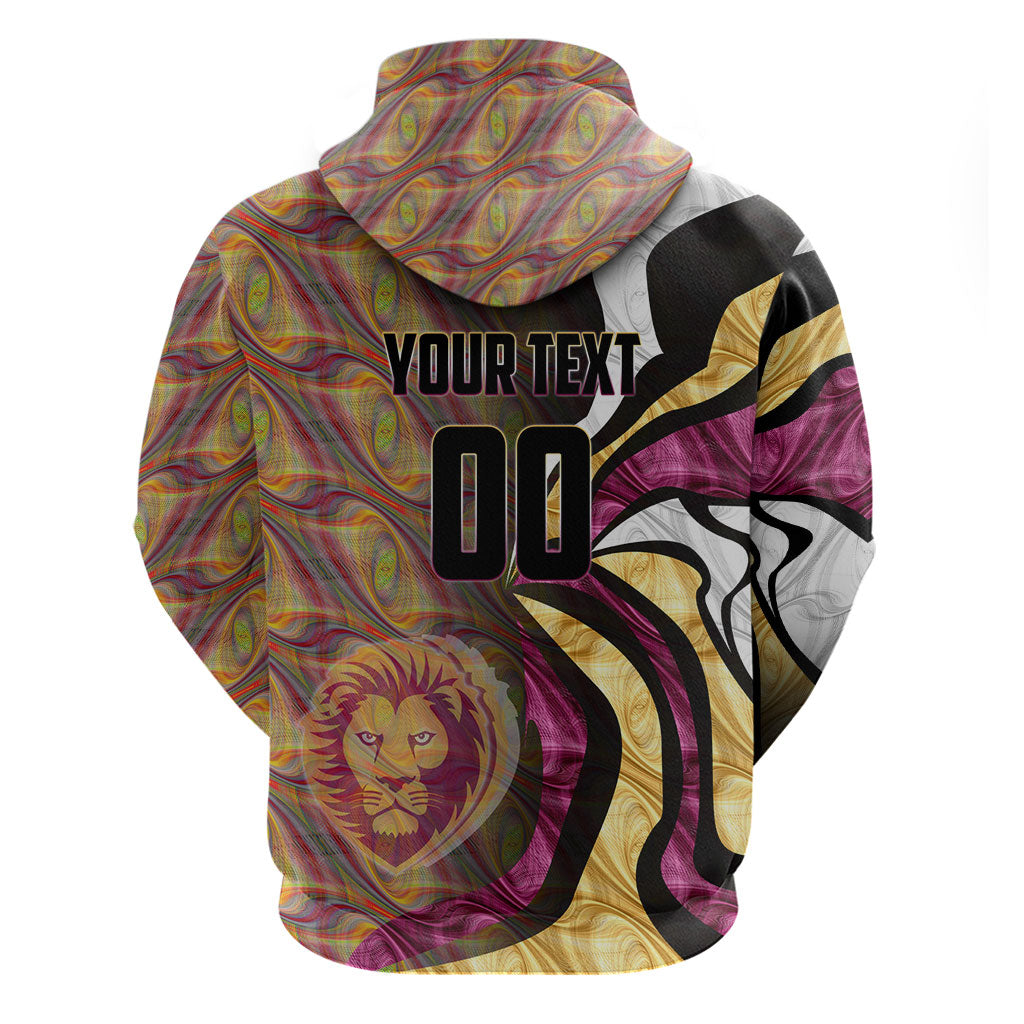Personalised Brisbane Lions Hoodie Trippy Psychedelic Abstract Art Mascot Football Fans