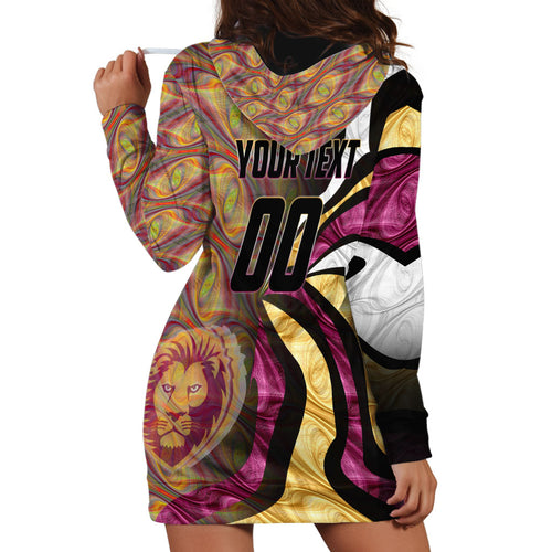 Personalised Brisbane Lions Hoodie Dress Trippy Psychedelic Abstract Art Mascot Football Fans