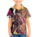 Personalised Brisbane Lions Kid Hawaiian Shirt Trippy Psychedelic Abstract Art Mascot Football Fans