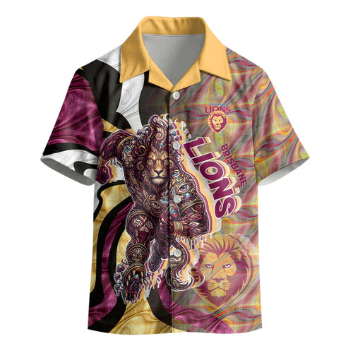 Personalised Brisbane Lions Kid Hawaiian Shirt Trippy Psychedelic Abstract Art Mascot Football Fans
