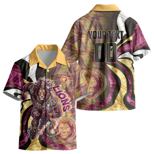 Personalised Brisbane Lions Kid Hawaiian Shirt Trippy Psychedelic Abstract Art Mascot Football Fans