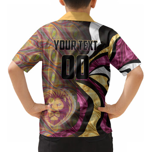 Personalised Brisbane Lions Kid Hawaiian Shirt Trippy Psychedelic Abstract Art Mascot Football Fans