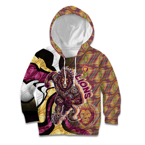Personalised Brisbane Lions Kid Hoodie Trippy Psychedelic Abstract Art Mascot Football Fans