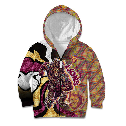 Personalised Brisbane Lions Kid Hoodie Trippy Psychedelic Abstract Art Mascot Football Fans