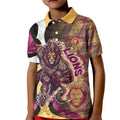 Personalised Brisbane Lions Kid Polo Shirt Trippy Psychedelic Abstract Art Mascot Football Fans