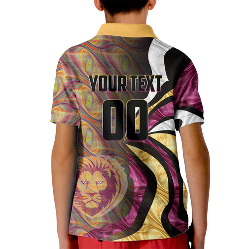 Personalised Brisbane Lions Kid Polo Shirt Trippy Psychedelic Abstract Art Mascot Football Fans