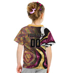 Personalised Brisbane Lions Kid T Shirt Trippy Psychedelic Abstract Art Mascot Football Fans