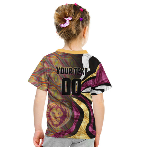 Personalised Brisbane Lions Kid T Shirt Trippy Psychedelic Abstract Art Mascot Football Fans